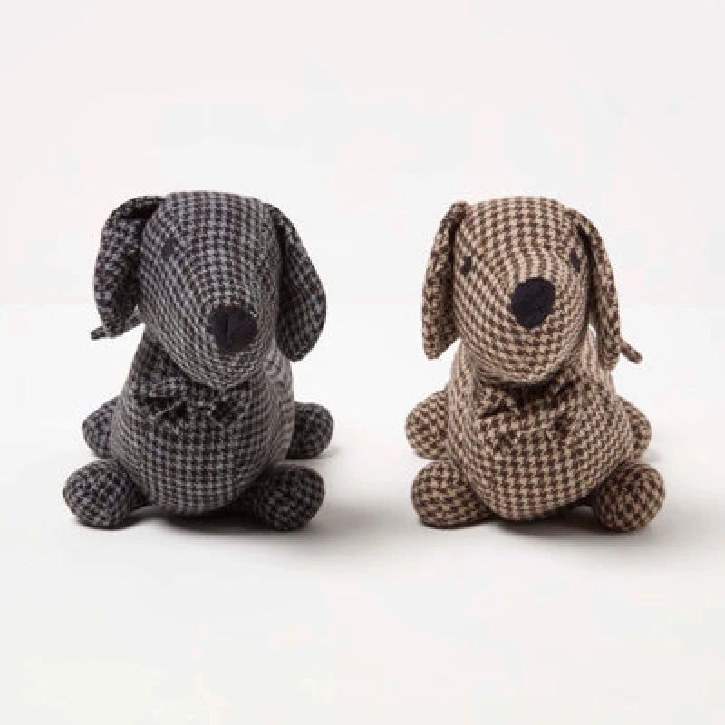 Image of Homescapes Dog Door Stop - Set of 2 - Animal Door Stops Brown