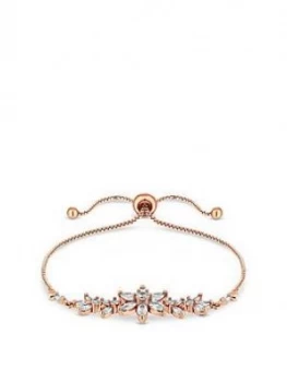 Image of Jon Richard Rose Gold Plate Cubic Zirconia Floral Toggle