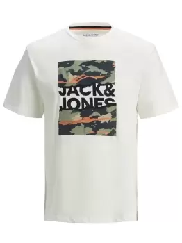 Image of JACK & JONES Boys Camo Logo T-Shirt Men White