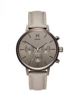 Image of Mvmt Mvmt Nova Rose Gold Detail Chronograph With Taupe Leather Strap Ladies Watch
