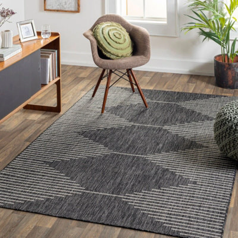 Image of Livabliss In- & Outdoor Global Charcoal Dolly Area Rug 130 X 180 Cm - Easy To Clean, Perfect For Patio, Balcony, Kitchen Or Dining Room