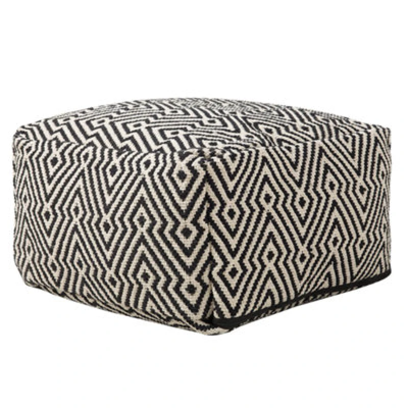 Image of Beliani Pouffe Mukki Cotton Black/ White