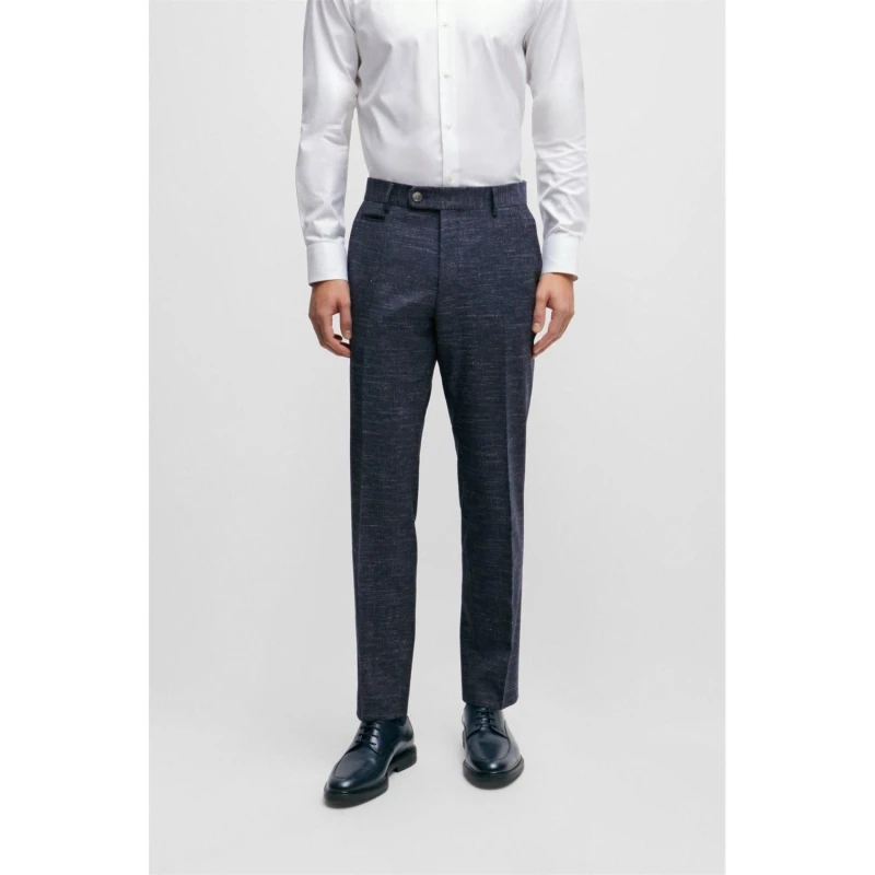 Image of Boss H-Genius Slim-Fit Trousers Dark Blue male 38R