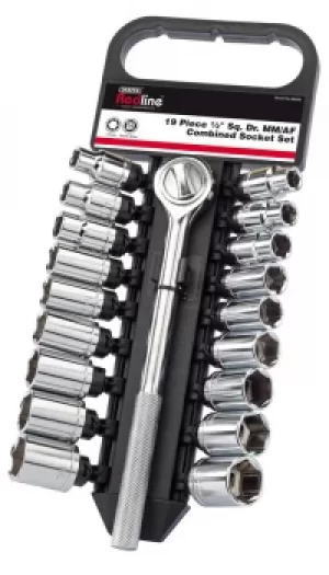 Image of Draper 19 piece 1/2" Sq. Dr. MM/AF Combined Socket Set RL-SS19AM/B 68929