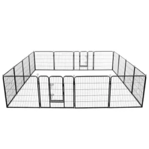 Image of Vidaxl Dog Playpen 16 Panels Steel 80X80 Cm Black