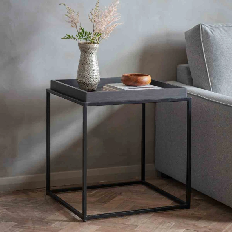 Image of Gallery Interiors Forden Tray Side Table in Black