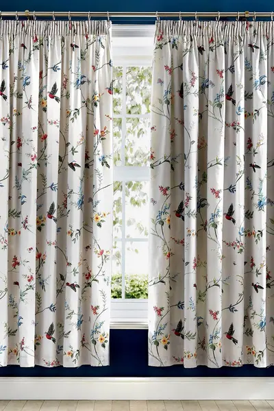 Image of Dreams & Drapes 'Mansfield' Floral Pair of Pencil Pleat Curtains Grey
