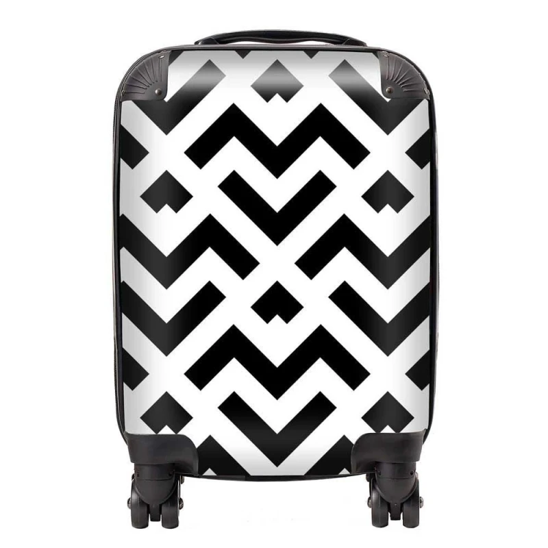 Image of Warren Reed - Designer Black & White Abstract Pattern Suitcase Size: Medium Black Unisex Medium