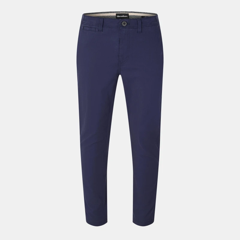 Image of Threadbare Threadbare Men 'Castello' Cotton Slim Fit Chino Trousers With Stretch in Navy Size: 30R Navy 30R Male 7625914383778
