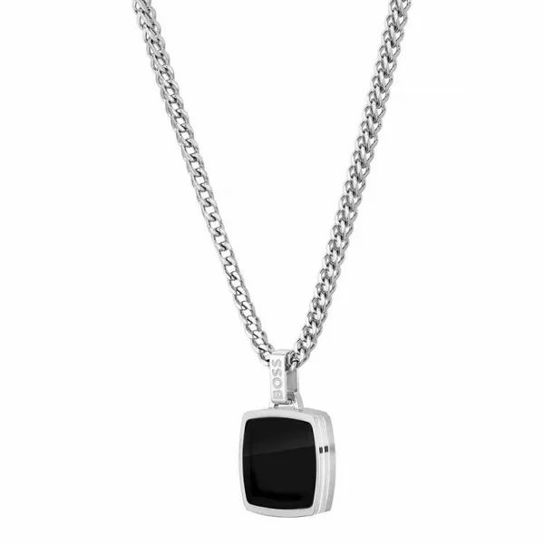 Image of BOSS 1580648 Mens Odell Black Pendant Stainless Jewellery