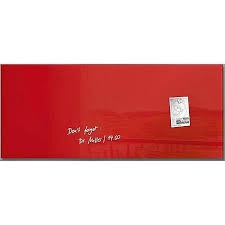 Image of Sigel Artverum Magnetic Glass Board 1300mm x 550mm with Fixings Red
