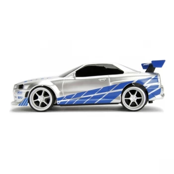Image of Fast & Furious - 2 Fast 2 Furious Brians Nissan Skyline GT-R BNR34 Remote Control Toy Sports Car (Silver/Blue)