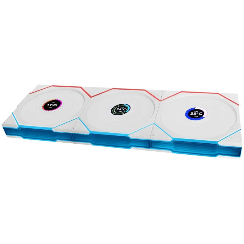 Image of Lian Li UNI FAN TL LCD Wireless Reverse 120 White Triple Fan Pack with Controller - 12RTLLCD1W3W