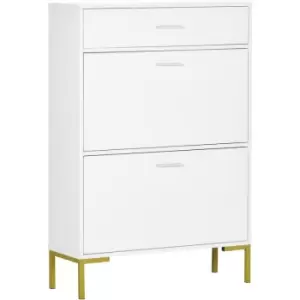 Image of HOMCOM Modern Storage Cabinet with Flip Doors and Drawer for 12 Pairs of Shoes - White