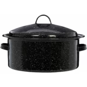 Image of Round Self Basting Black Enamel Roaster - Premier Housewares