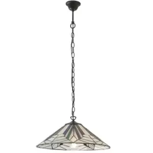 Image of Tiffany Glass Hanging Ceiling Pendant Light Bronze Chain Deco Lamp Shade i00077