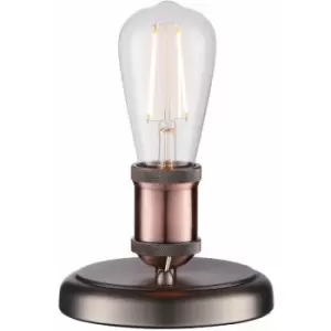 Image of Table Lamp Aged Pewter & Aged Copper Plate 40W E27 GLS Complete Lamp