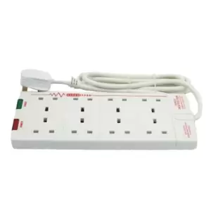 Image of Masterplug 8 Socket Surge Extension Lead 2m White