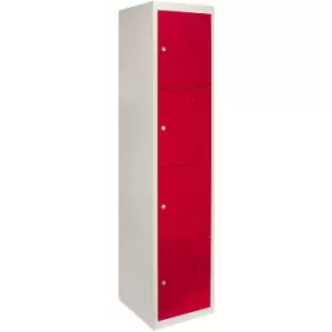 Image of Metal Storage Lockers - Four Doors, Red - Red