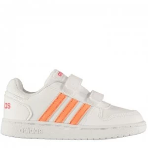 Image of adidas Hoops Syn Infant Girls Trainers - White/Coral
