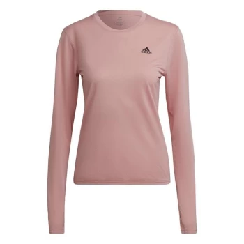 Image of adidas Run Icons Running Long-Sleeve Top Womens - Wonder Mauve