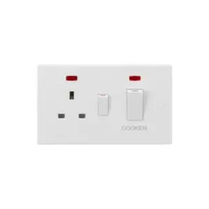 Image of Knightsbridge - 45A dp Cooker Switch and 13A Socket with Neons (White Rocker)