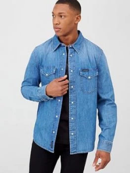Image of Calvin Klein Jeans Modern Western Shirt - Mid Blue
