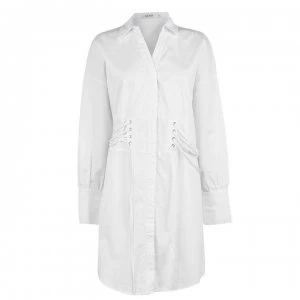 Image of NA-KD Lace Shirt Dress - White