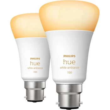 Image of Philips Hue White Ambiance B22 Twin Pack White Ambiance B22 Twin Pack - F Rated