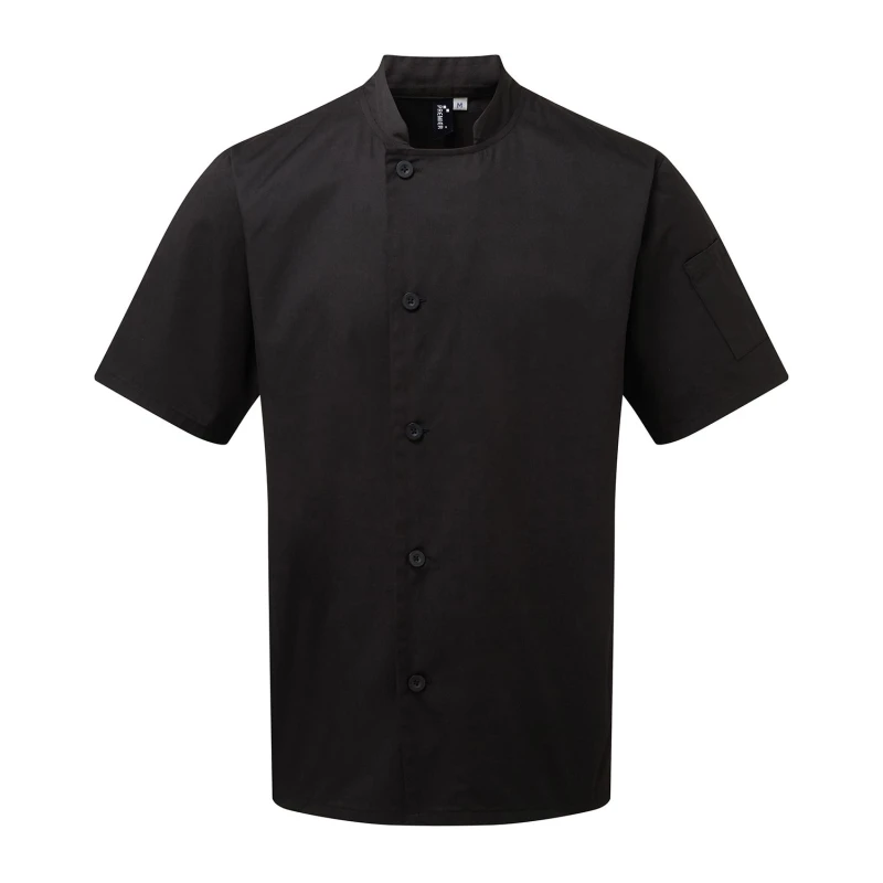 Image of Premier Premier Men Essential Short-Sleeved Chef Jacket in Black Size: Medium Black M Male 5063470040919