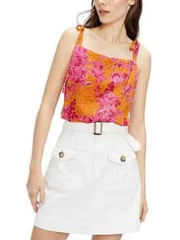 Image of Ted Baker Bow Detail Square Neck Cami Top - Multi, Yellow, Size 1=8, Women