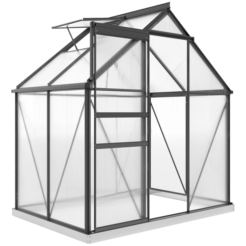 Image of Outsunny Polycarbonate Walk-in Garden Greenhouse W/ Sliding Door - Grey TJ Hughes 5063603019287