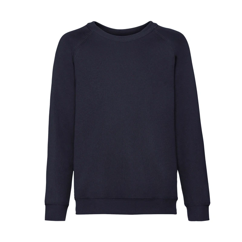 Image of Fruit of the Loom Classic Raglan Sweatshirt in Mid Navy Size: 12-13 Years Mid Navy Unisex 12-13 Years