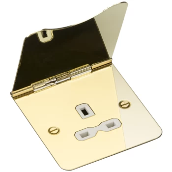 Image of KnightsBridge 13A 1G unswitched floor socket - polished brass with white insert