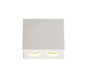 Image of 2 Light Ceiling GU10, White Paintable Gypsum With Matt White Cover