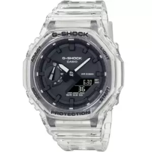 Image of Mens Casio 'G-Shock' Clear and Black Plastic/Resin Quartz Chronograph Watch