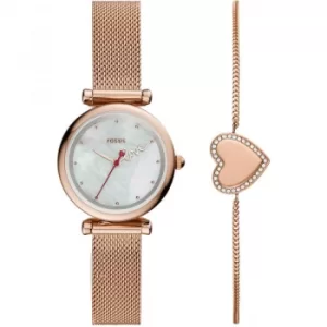 Image of Fossil Carlie Mini Rose Gold Watch Gift Set