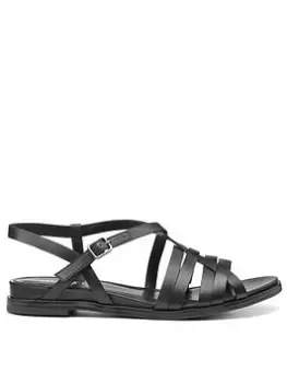 Image of Hotter Sienna Wide Fitting Strappy Sandals - Black, Size 4, Women