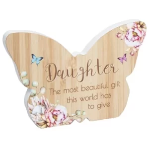 Image of Vintage Floral Butterfly Plaque Daughter