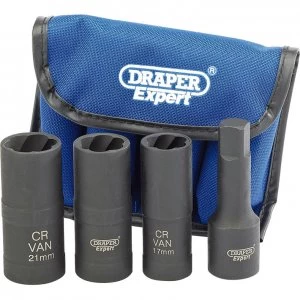 Image of Draper Expert 4 Piece 1/2" Drive Double Ended Wheel Nut Socket Set 1/2"