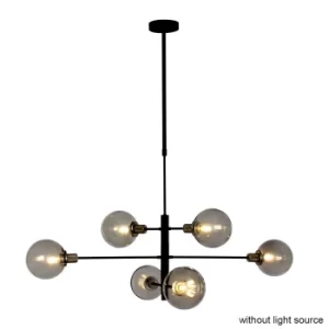 Image of Constellation Multi Arm Pendant Ceiling Light Black Matt, Glass Transparent Grey