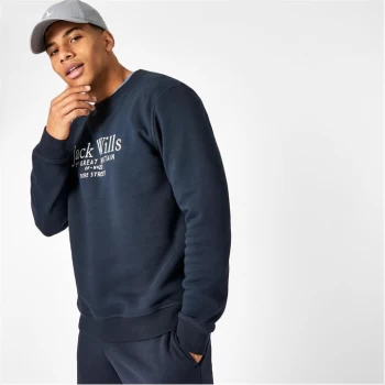 Image of Jack Wills Belvue Graphic Logo Crew Neck Sweatshirt - Navy