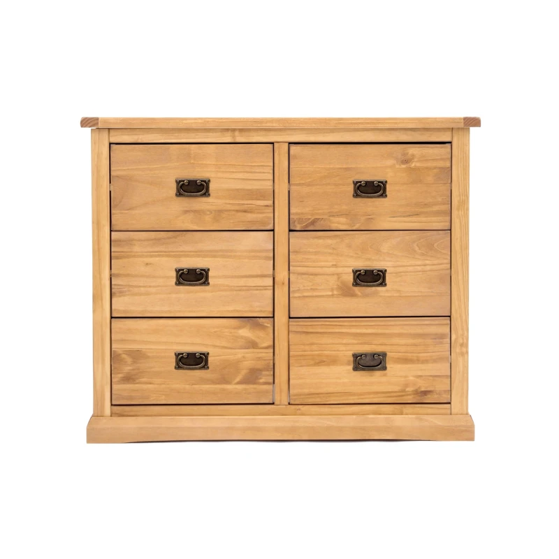 Image of Cabinet Bits Lucca 6 Drawer Chest of Drawers Bras Drop Handle in Light Brown Light Brown Unisex