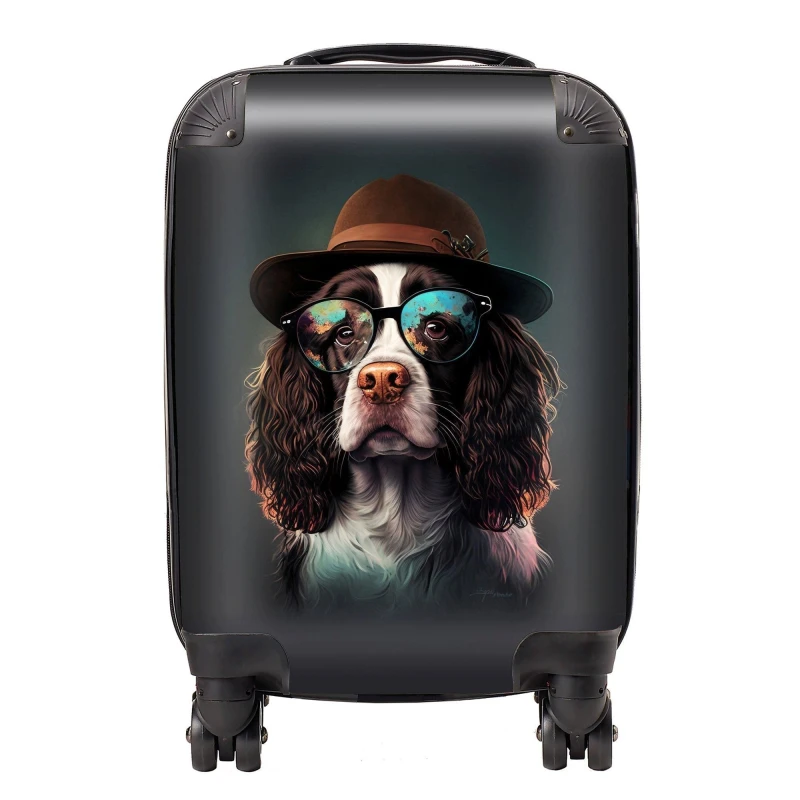 Image of Warren Reed - Designer Springer Spaniel Dog Splashart Suitcase Size: Medium Multicolor Unisex Medium