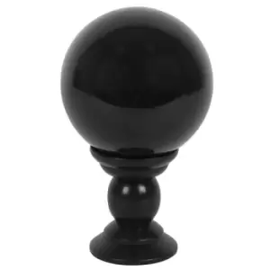 Image of Black Large Crystal Ball on Wooden Stand