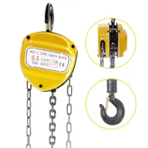 Image of Chain Hoist Chain Block Hoist 1100lbs/0.5ton Manual Chain Block w/ 3m Chain