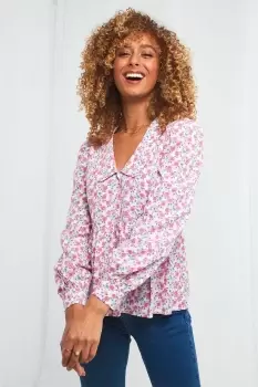 Image of Collared Ditsy Floral Top