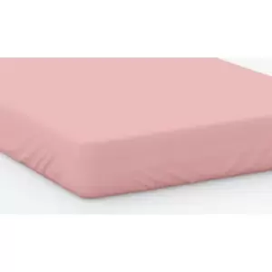 Image of 100% Cotton 200 Thread Count Fitted Sheet 12" Double Pink