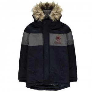 Image of Franklin and Marshall Logo Parka Jacket Junior Boys - Navy Blazer