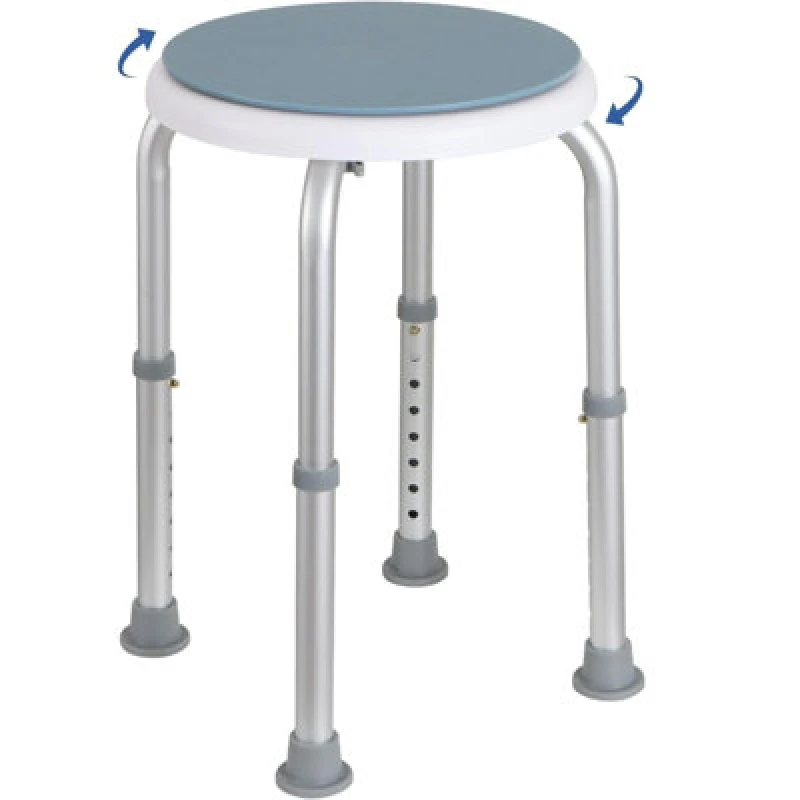 Image of Gr8 Home Rotating Round Bathroom Shower Stool Swivel Chair Adjustable Non Slip Bath Seat